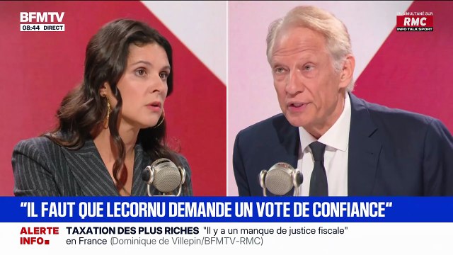 Dominique de Villepin très ennuyé quand Apolline de Malherbe lui demande s’il est venu sur BFMTV avec son chauffeur payé par l’Etat - VIDEO