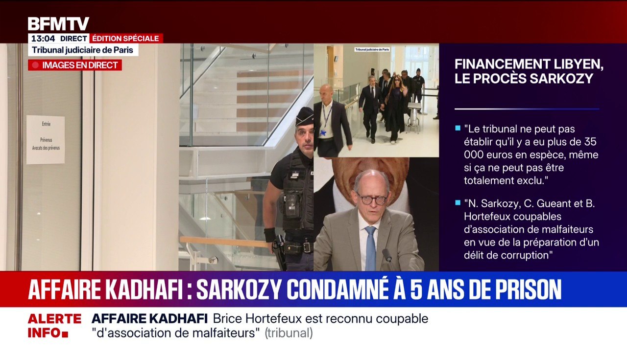 🔴 Affaire Kadhafi: Nicolas Sarkozy condamné à cinq ans de prison avec mandat de dépôt