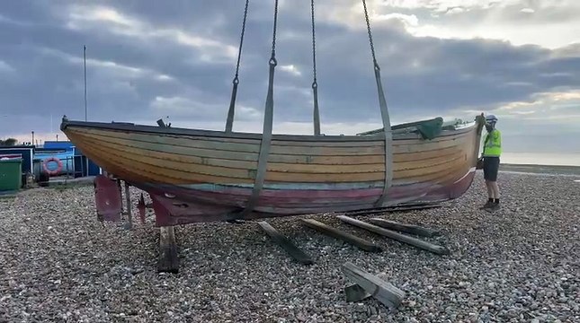 Historic boat restoration on Worthing Beach