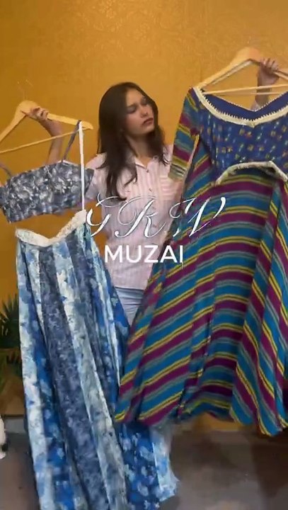 Celebrate Navratri 2025 in Noori Blue Kali Lehenga | Shop at Muzai