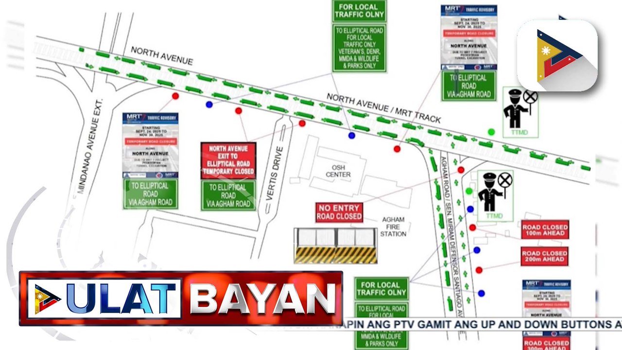 Traffic rerouting, ipinatutupad sa bahagi ng North Avenue, Quezon City para sa construction ng MRT-7 Quezon City Circle Station | ulat ni Bernard Ferrer