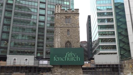 Medieval church tower suspended 45ft above ground as part of City project