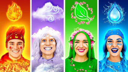 TERRE 🌎 vs FEU 🔥 vs AIR 🌬️ vs EAU ! 💧 La bataille des 4 ÉLÉMENTS pour construire une MINI-MAISON