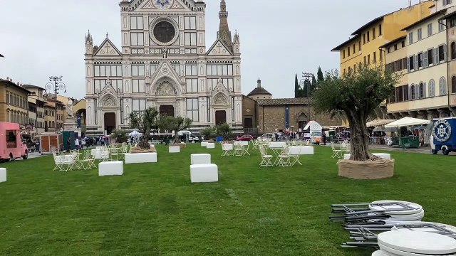 Firenze, prato e ulivi: cos? piazza Santa Croce diventa un giardino