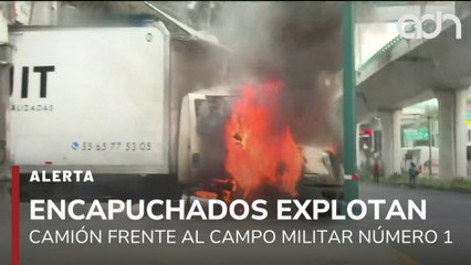 Encapuchados estrellan y hacen explotar vehículo en el campo miltar 1