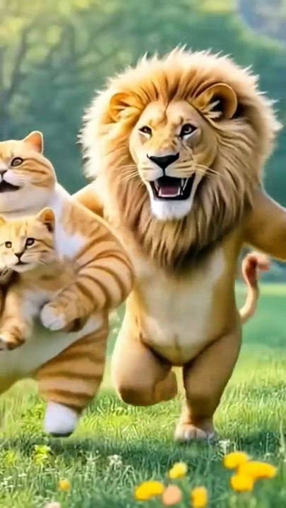 The Cat and lion 🦁 far video