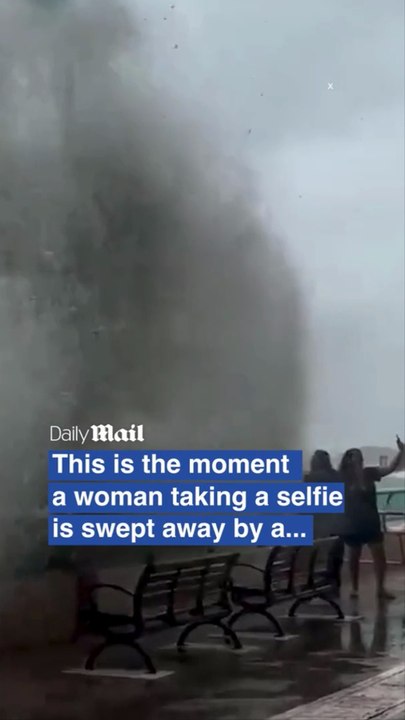 Terrifying Moment Selfie-Taking Women are Swept Away after being Pummelled by a Huge Wave
