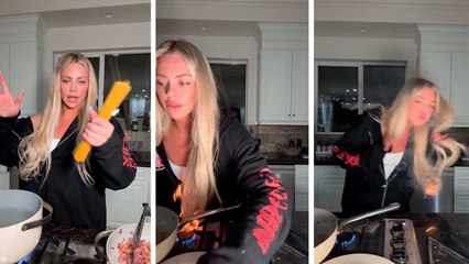 Vidéo : Les cheveux d’une star de Love Island prennent feu en cuisinant des pâtes
