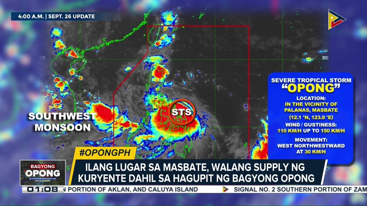 Masbate, naranasan ang lakas ng Bagyong #OpongPH; ilang lugar sa probinsya, walang supply ng kuryente | ulat ni Ramil Marianito- PIA-Bicol