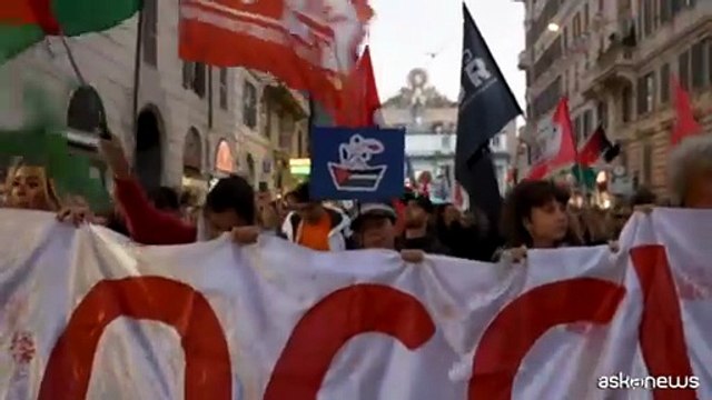 Manifestazione a Roma in solidarietà con la Global Sumud Flotilla