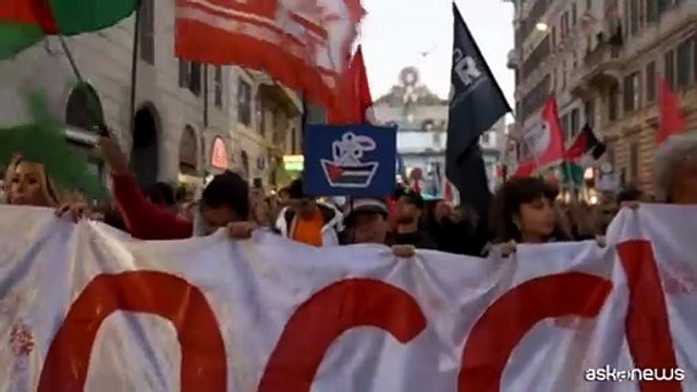Manifestazione a Roma in solidarietà con la Global Sumud Flotilla