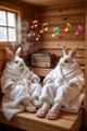 mr and Mrs rabbit listening music