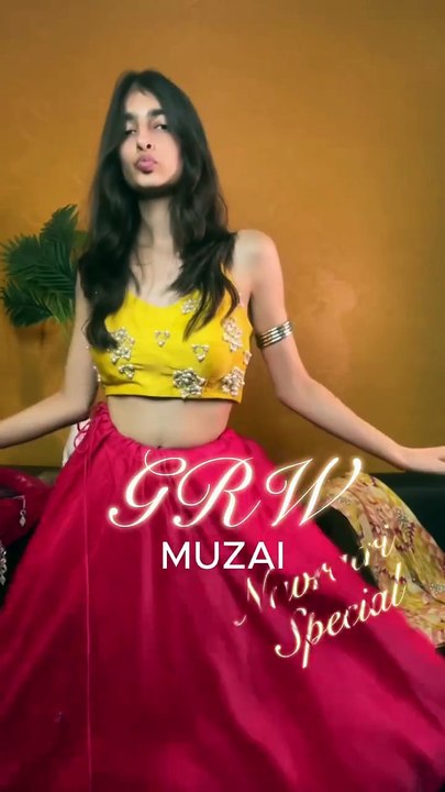 Celebrate Navratri in Amrood Yellow Lehenga | Shop at Muzai