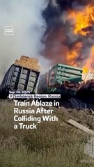 Train Ablaze in Russia After Colliding With a Truck