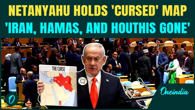 Netanyahu Holds ‘CURSE’ Map At UN, Claims Israel Crushed Iran, Hamas & Houthis | Says Nukes ‘DONE’