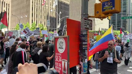 Manifestación en Nueva York contra el genocidio israelí en Gaza, el 26 de septiembre de 2025.