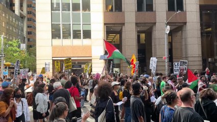 Manifestación en Nueva York contra el genocidio israelí en Gaza, el 26 de septiembre de 2025.