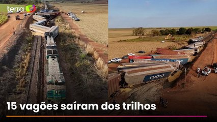 Trem com carga de milho descarrila em Araraquara e atinge caminhão de cana-de-açúcar