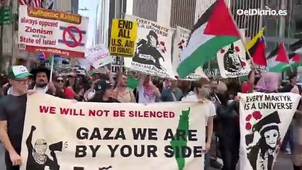 Miles de personas marchan en Nueva York a la sede de la ONU para protestar contra el genocidio en Gaza