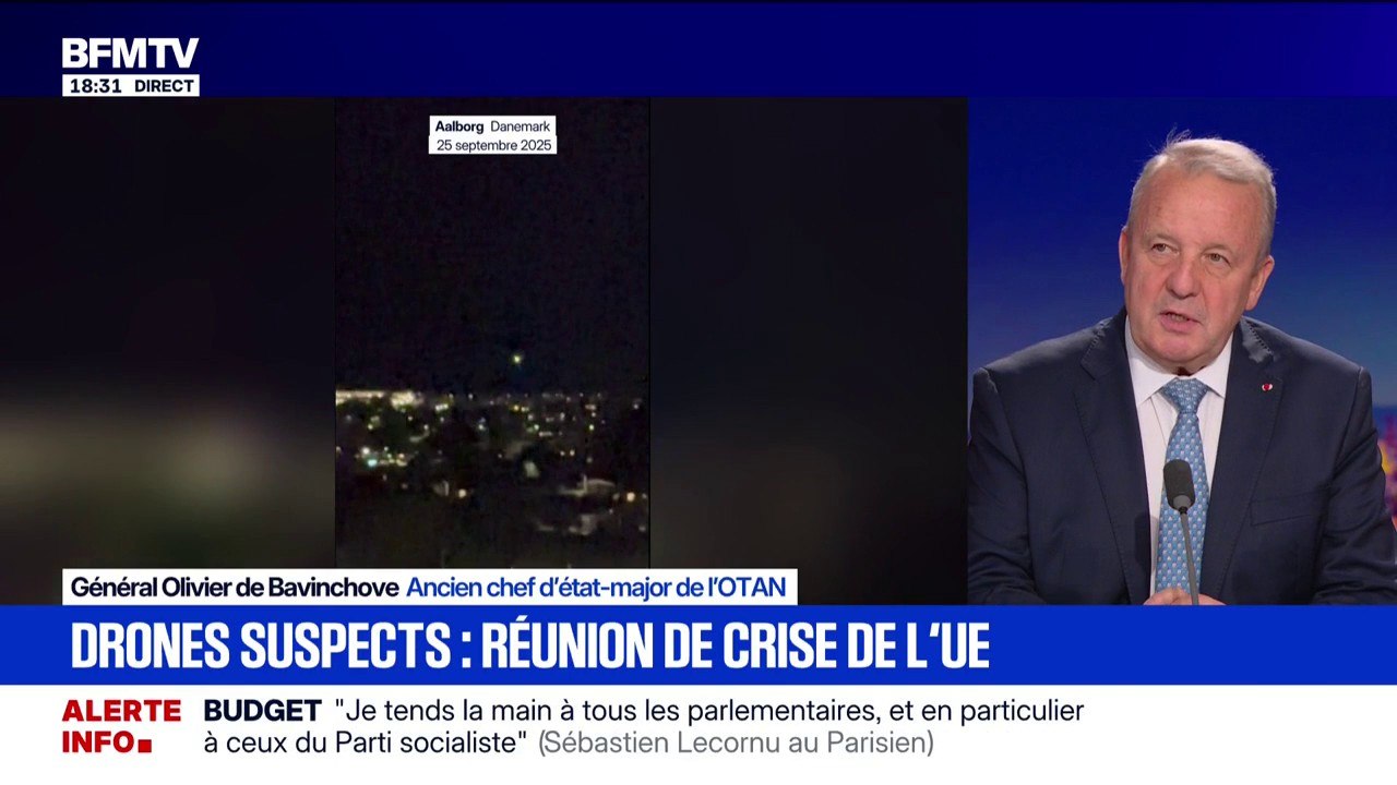 Drones suspects en Europe: "La ligne de front aujourd'hui est extraordinairement distendue", explique Olivier de Bavinchove, ancien chef d'état-major de l'Otan