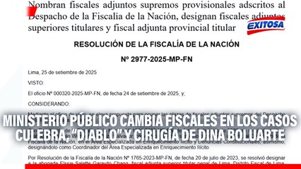 Fiscalía dispuso el cambio de fiscales en los casos 'Culebra', 'Diablo' y 'Cirugías'
