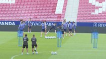 Entrenamiento del Atlético de Madrid previo al derbi