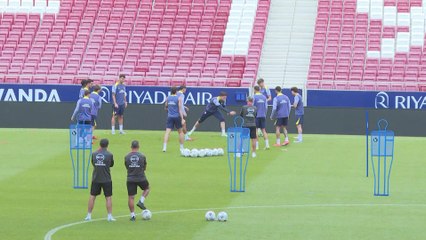 Entrenamiento del Atlético de Madrid previo al derbi