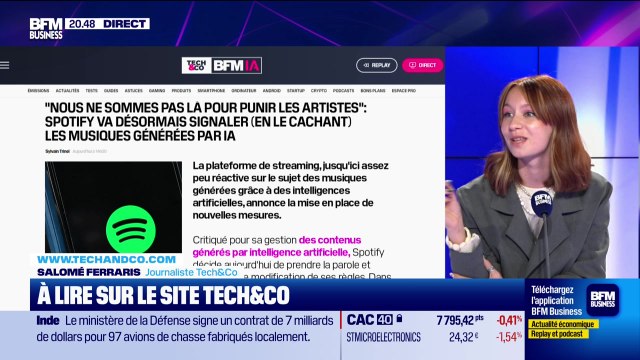 À lire sur le site Tech&Co : Nous ne sommes pas là pour punir les artistes : Spotify va désormais signaler (en le cachant) les musiques générées par IA, par Salomé Ferraris - 25/09