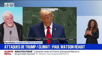 "On ne peut pas remettre en question le changement climatique, je pense que c'est quelque chose de totalement irresponsable", déclare Paul Watson après les propos de Donald Trump à l'ONU