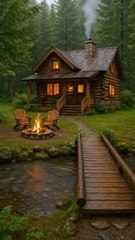 Charming Log Cabin in Forest Resort.