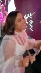 وصلة رقصة بين حسام حبيب ببدلة عريس وشيرين عبد الوهاب بفستان زفاف أبيض