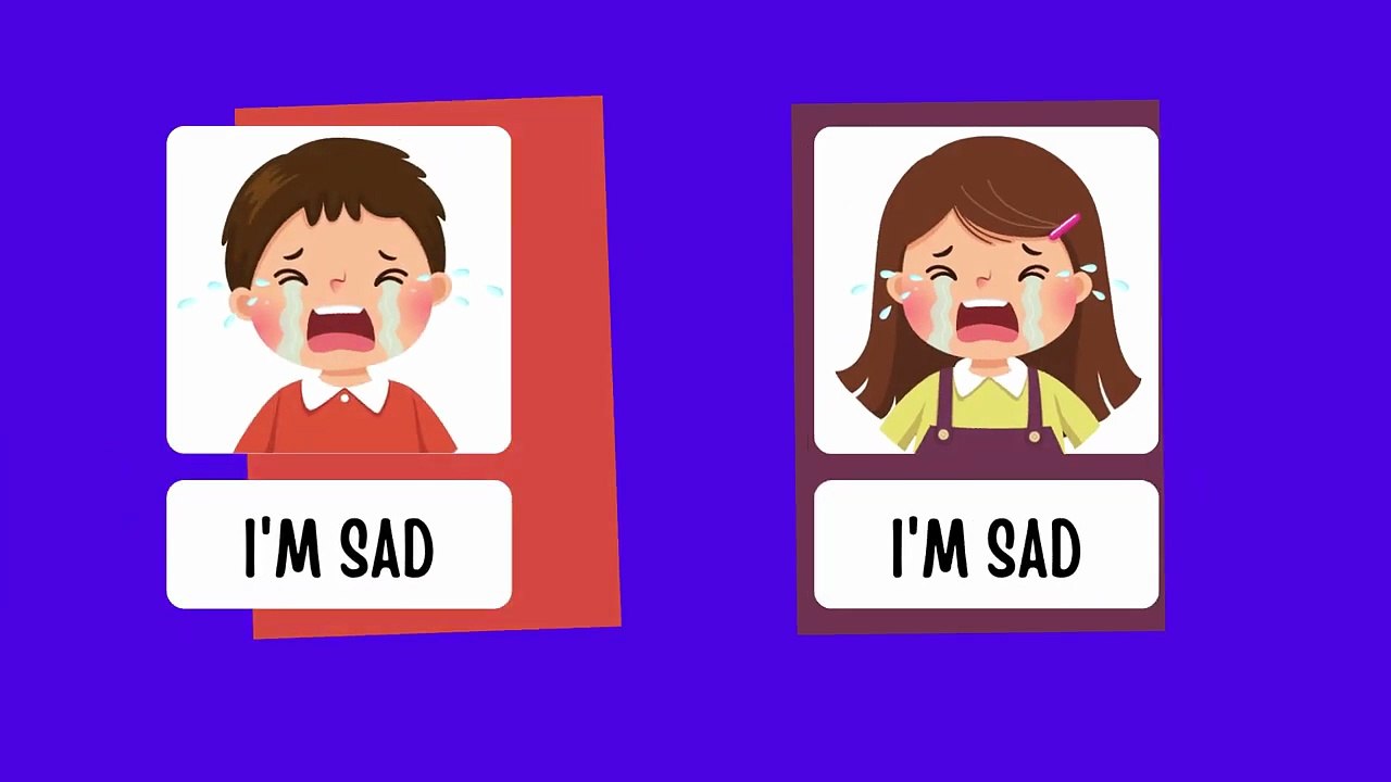 Learn the feelings and emotions through animated pictures vocabulary
