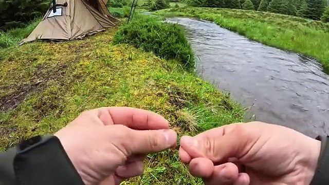 Off-Grid Camping by a Remote Stream _ Fishing & Bushcraft