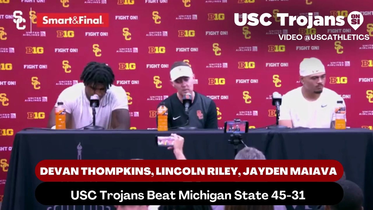 USC Trojans Coach Lincoln Riley, Defensive Tackle Devan Thompkins, and Quarterback Jayden Maiava discusses how Kamari Ramsey's leadership has helped the team