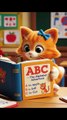 Cat reading English alphabets from A to F
