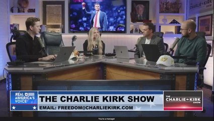 Erika Kirk sits next to husband Charlie’s empty chair as she joins podcast
