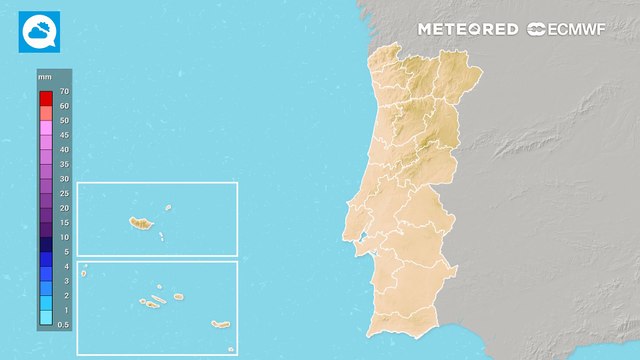 Próximas horas trazem bastante chuva ao continente, mas até segunda, também deve chover consideravelmente nos Açores