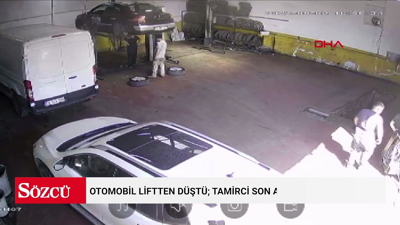 Arnavutköy'de otomobil liftten düştü; tamirci son anda kurtuldu