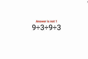 9÷3÷9÷3 The answer is not 1. 99% failed! Can you do it? #math #logicalstation #mathproblem #maths #logicalstation #fastandeasymaths #math #brainchallenge