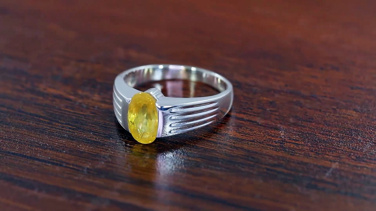 Elegant Yellow Sapphire Ring in Silver Setting