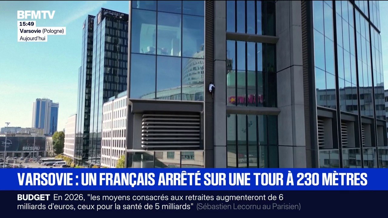 Le grimpeur français Titouan Leduc arrêté lors de l'escalade du plus haut gratte-ciel de l'UE à Varsovie