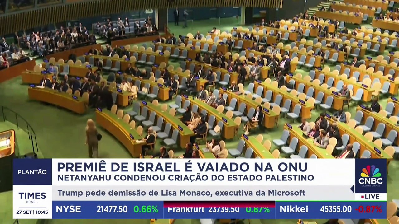 Benjamin Netanyahu é vaiado na ONU ao falar sobre Gaza | PLANTÃO