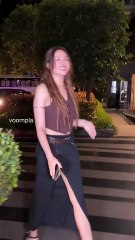 and she belts out a chaste “dhanyawad” so the “so nice look” compliment. mahira sharma rolls in for a night out