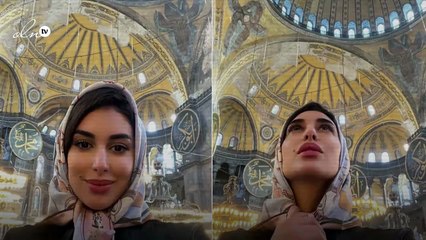 ياسمين صبري بالحجاب من داخل مسجد