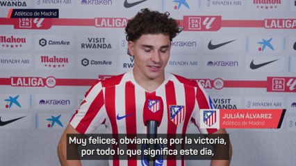Julián Alvarez feliz tras la manita al Madrid