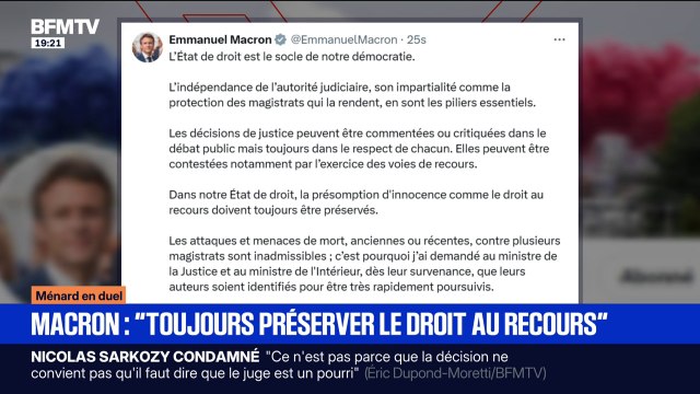 Après la condamnation de Nicolas Sarkozy, Emmanuel Macron dénonce les attaques et menaces de mort inadmissibles contre les magistrats
