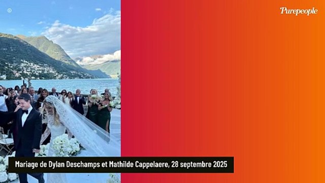 Dylan Deschamps : En robe dentelle perlée, Mathilde lui dit oui en Italie face à Didier Deschamps qui chante avec Marcel Desailly !