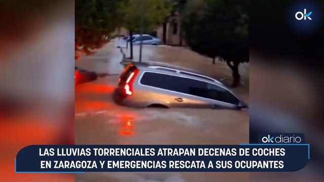 Las lluvias torrenciales atrapan decenas de coches en Zaragoza y emergencias rescata a sus ocupantes