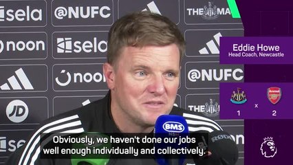 'A killer blow' - Howe disappointed after late defeat to Arsenal