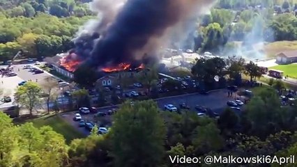 Toma área de iglesia mormona incendiándose tras tiroteo